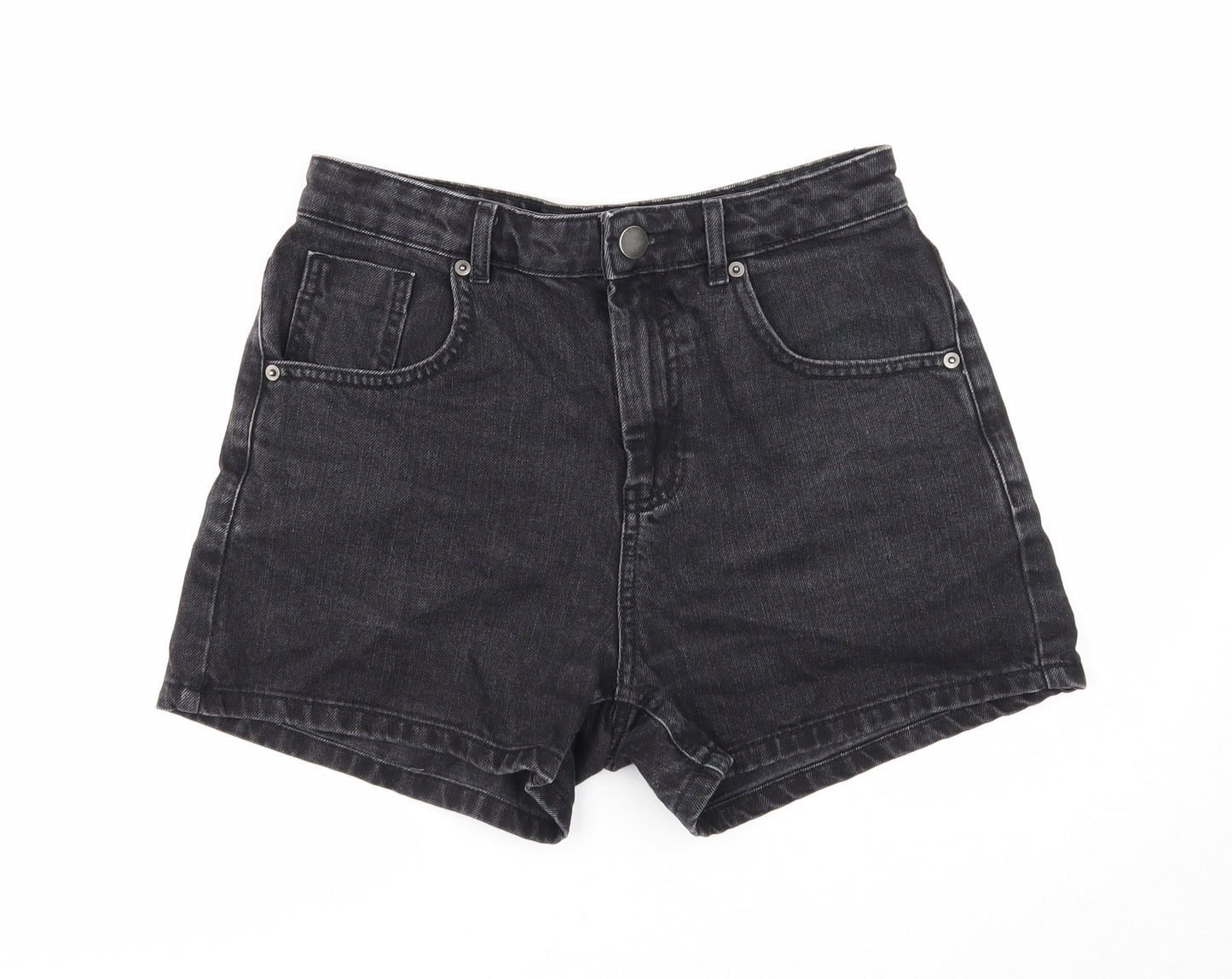 ASOS Womens Black Cotton Mom Shorts Size 10 Regular Zip