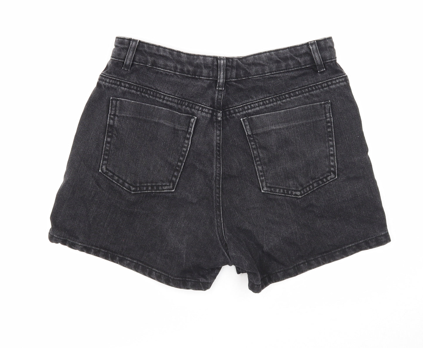 ASOS Womens Black Cotton Mom Shorts Size 10 Regular Zip