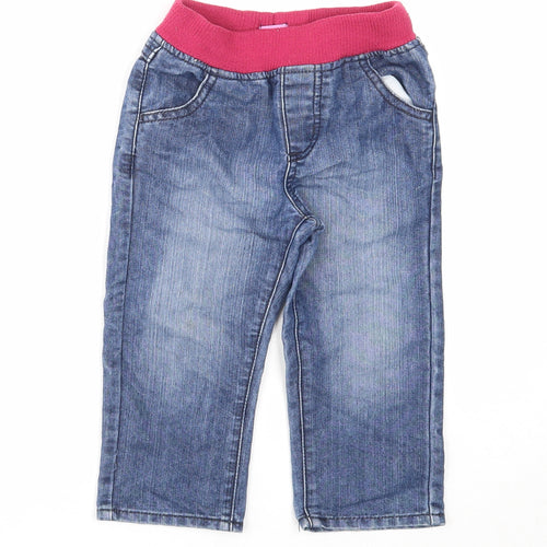 F&F Girls Blue Cotton Jogger Jeans Size 18-24 Months L50 cm