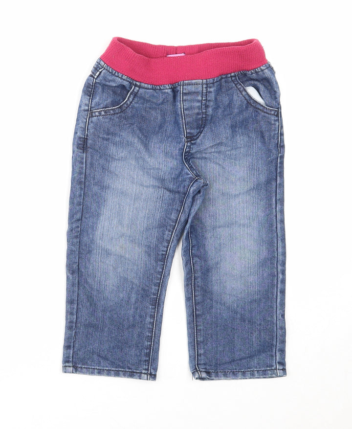 F&F Girls Blue Cotton Jogger Jeans Size 18-24 Months L50 cm