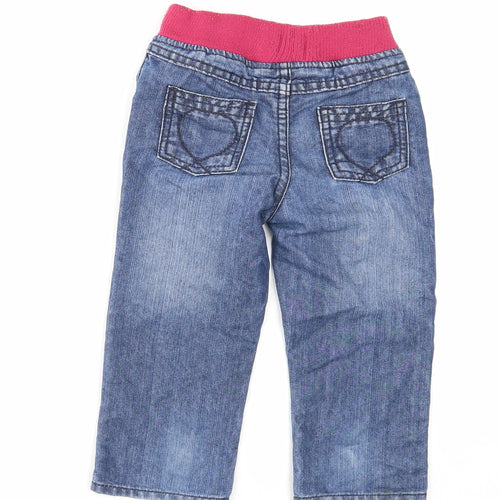 F&F Girls Blue Cotton Jogger Jeans Size 18-24 Months L50 cm