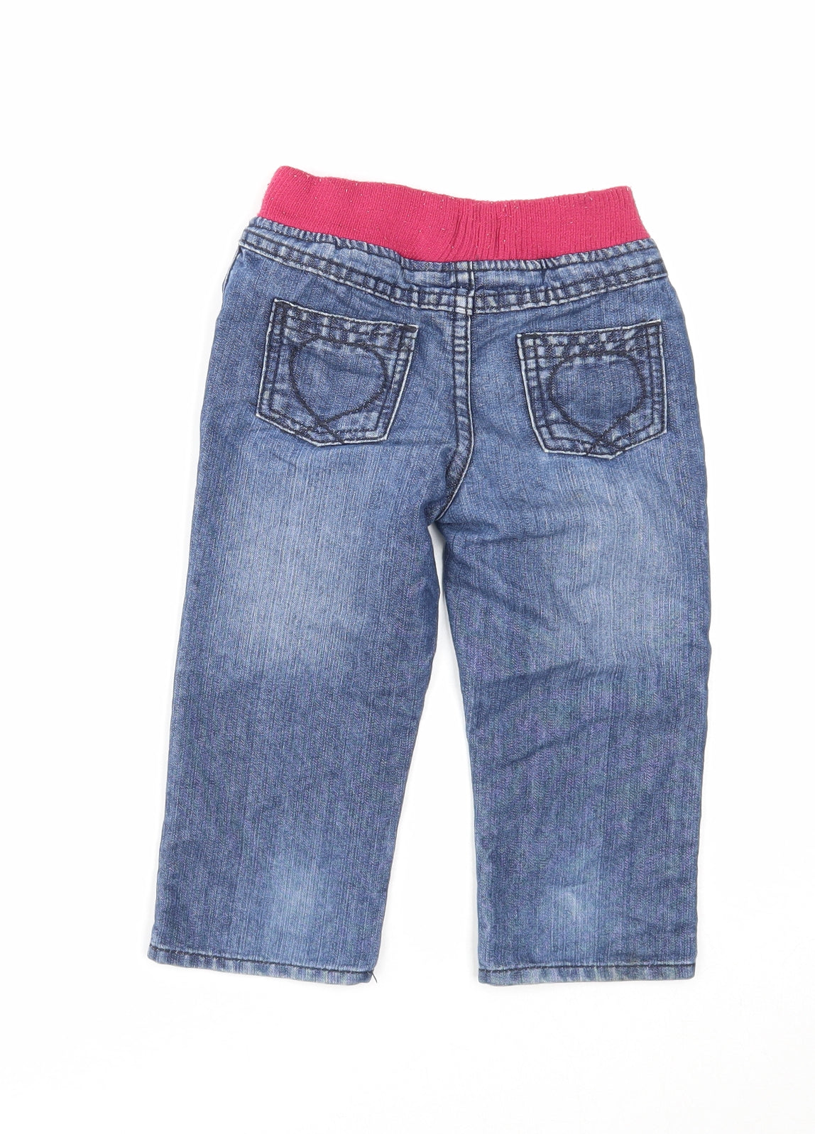 F&F Girls Blue Cotton Jogger Jeans Size 18-24 Months L50 cm