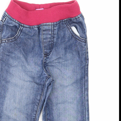 F&F Girls Blue Cotton Jogger Jeans Size 18-24 Months L50 cm