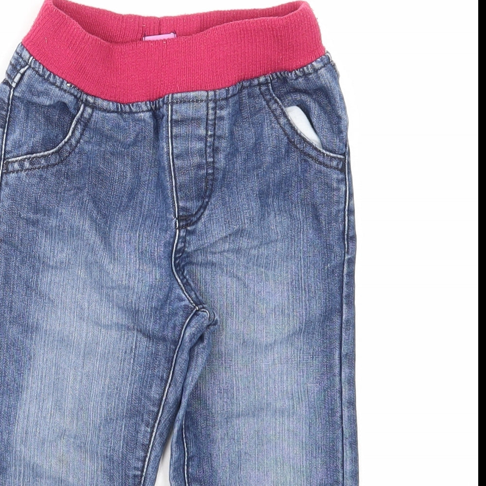 F&F Girls Blue Cotton Jogger Jeans Size 18-24 Months L50 cm