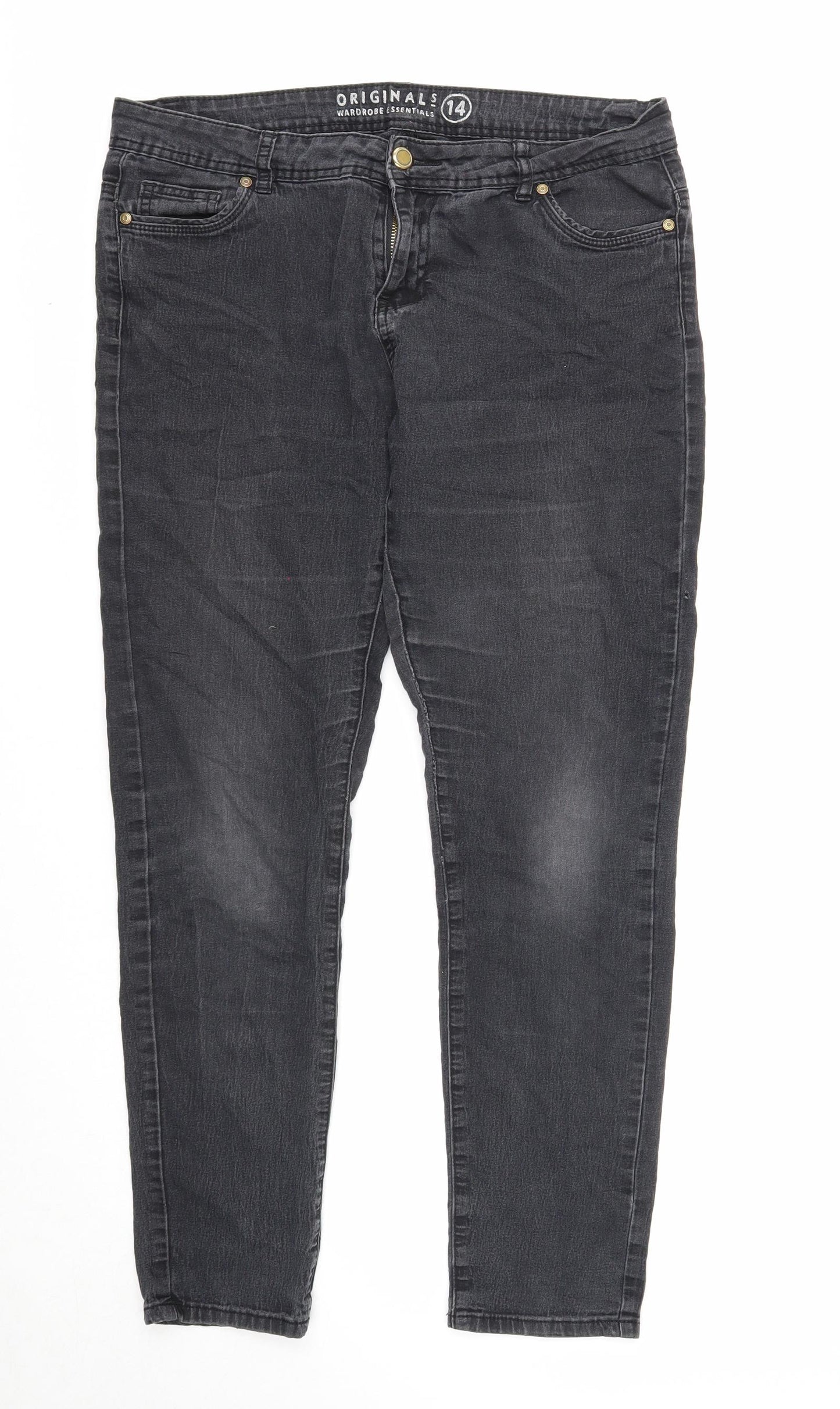 Originals Womens Black Cotton Skinny Jeans Size 14 Regular Zip
