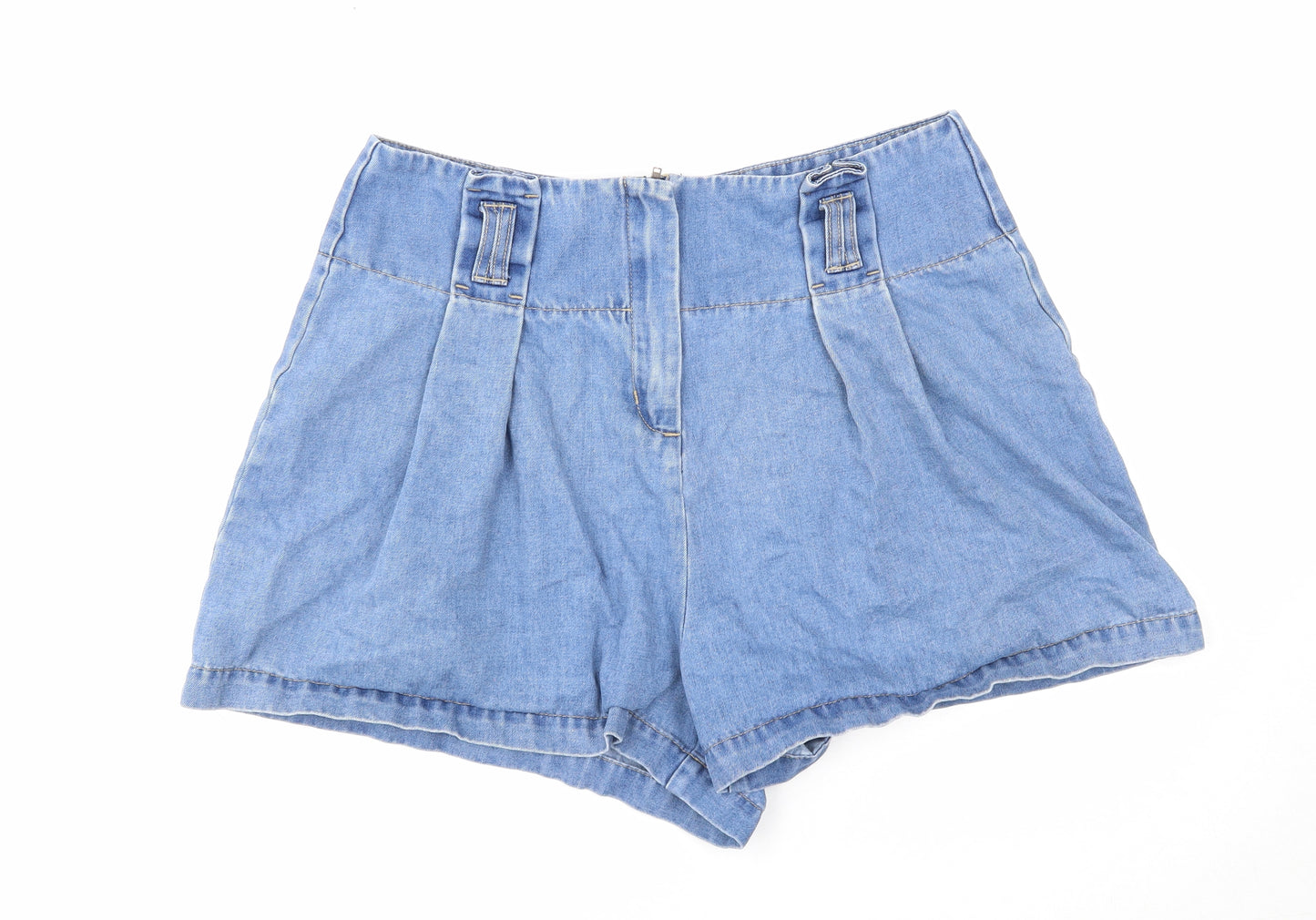 George Womens Blue Cotton Hot Pants Shorts Size 16 Regular Zip