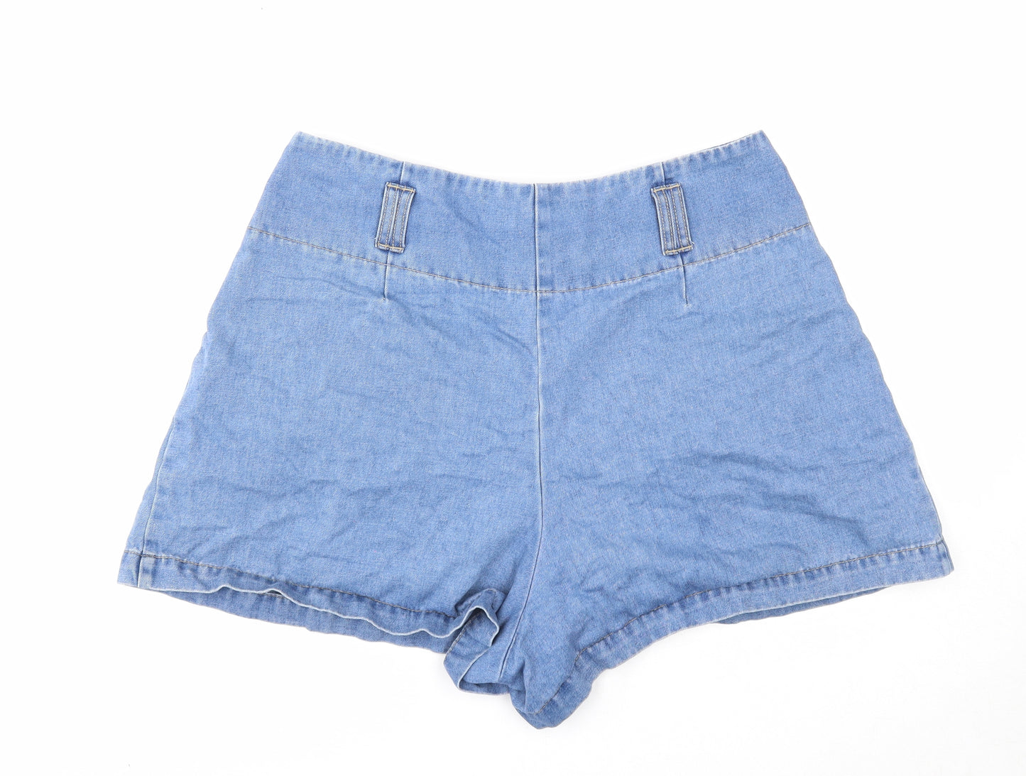 George Womens Blue Cotton Hot Pants Shorts Size 16 Regular Zip