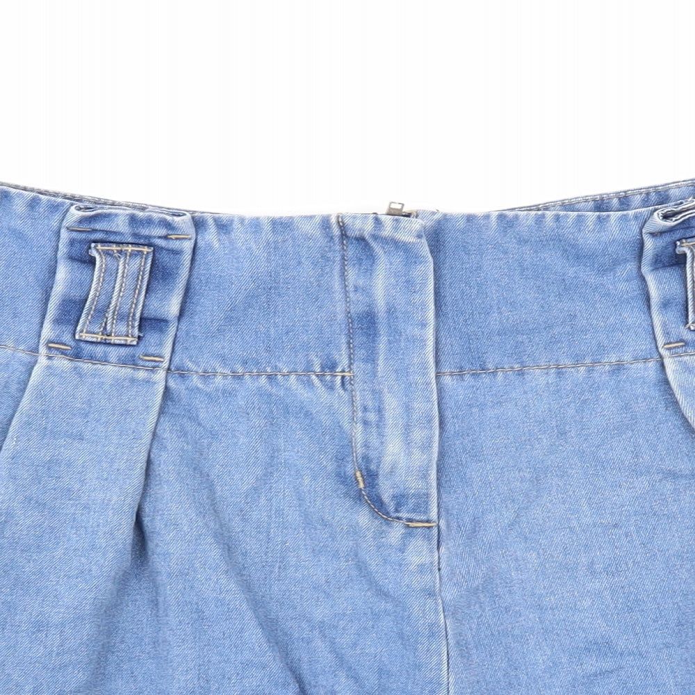 George Womens Blue Cotton Hot Pants Shorts Size 16 Regular Zip