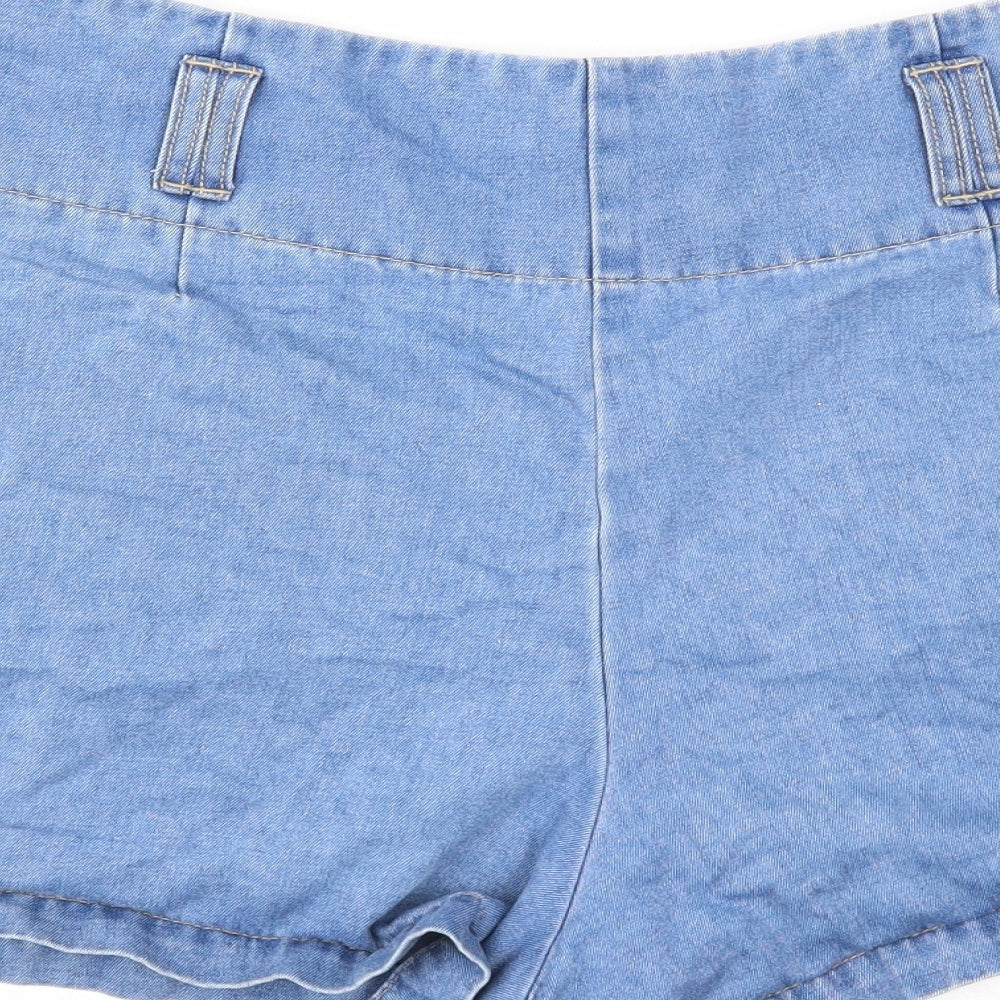 George Womens Blue Cotton Hot Pants Shorts Size 16 Regular Zip