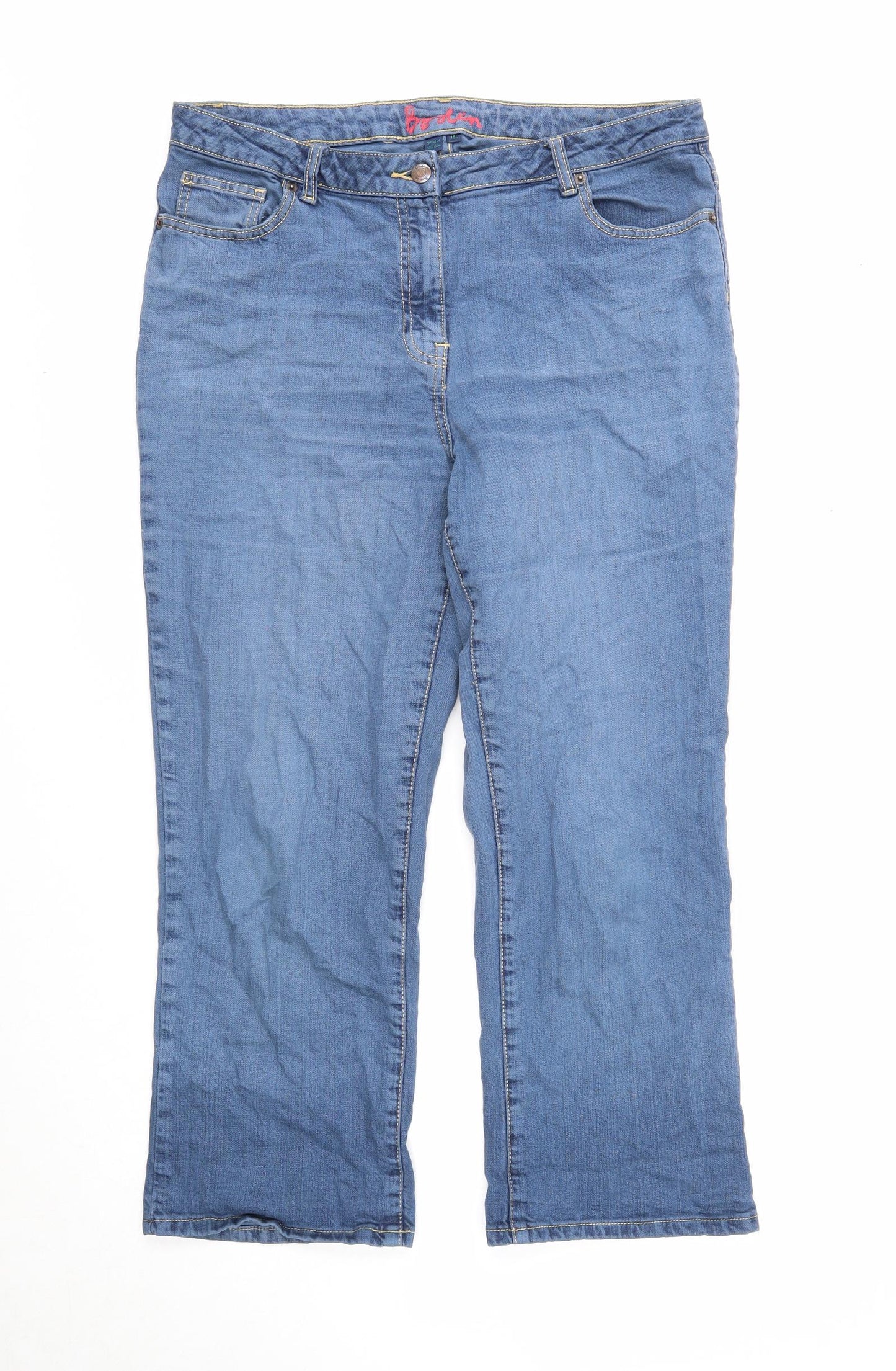 Boden Womens Blue Cotton Straight Jeans Size 16 Regular Zip