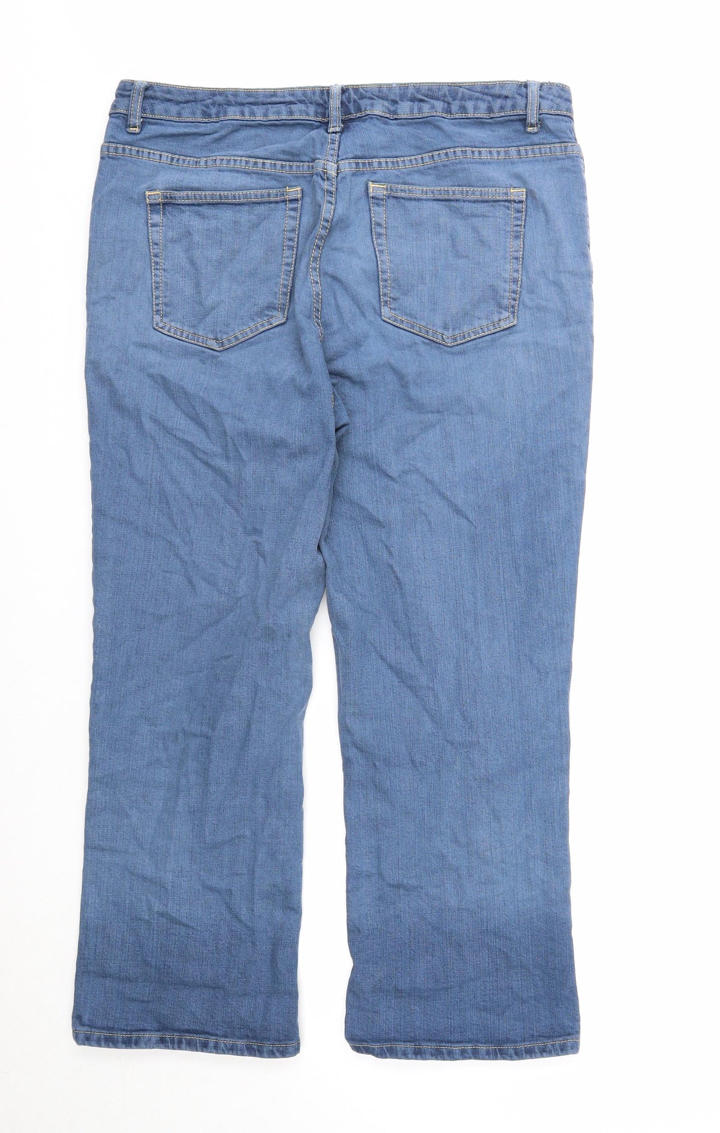 Boden Womens Blue Cotton Straight Jeans Size 16 Regular Zip