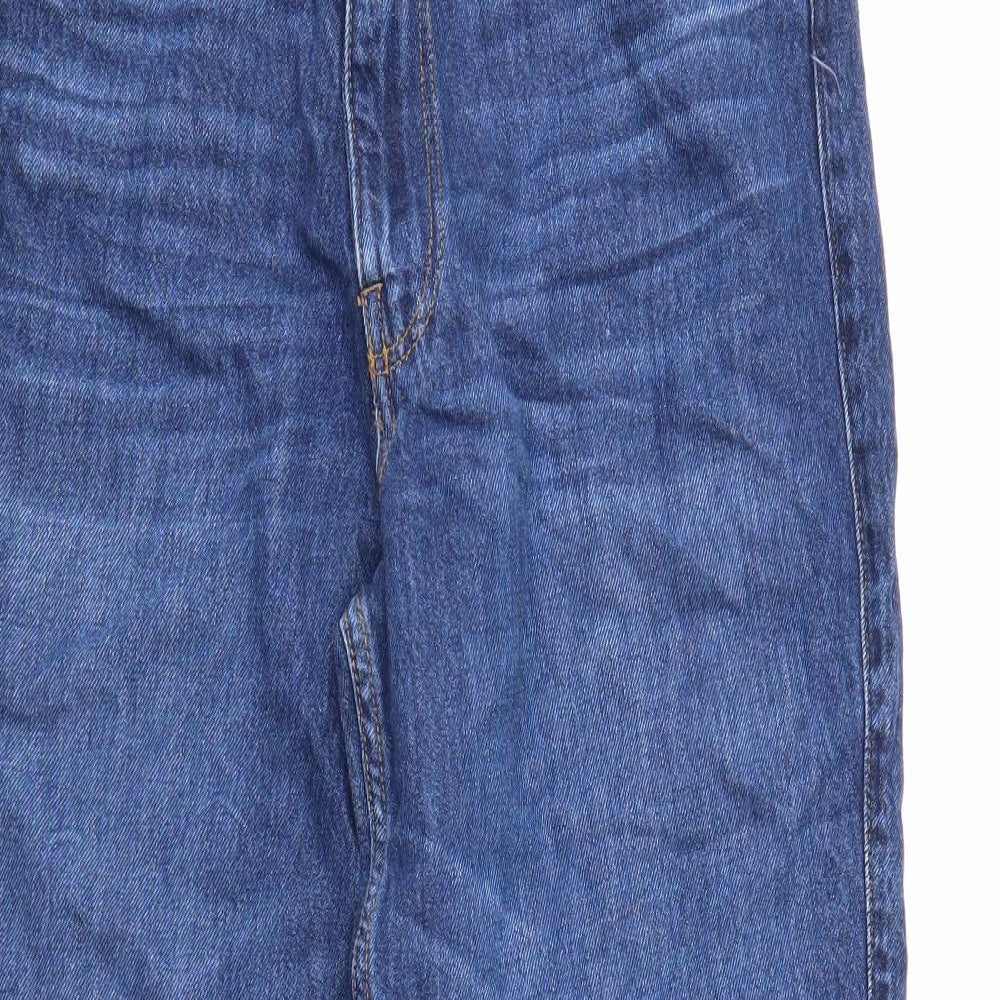 Stradivarius Womens Blue Cotton Straight Jeans Size 14 Regular Zip