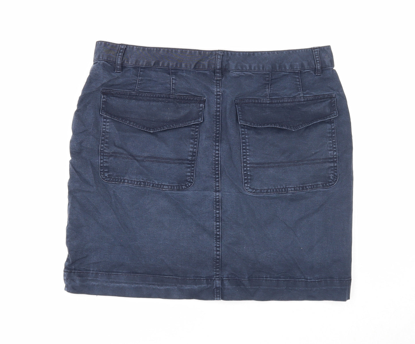 Brooks Brothers Womens Blue Cotton Mini Skirt Size 8 Zip