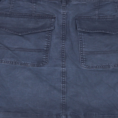 Brooks Brothers Womens Blue Cotton Mini Skirt Size 8 Zip