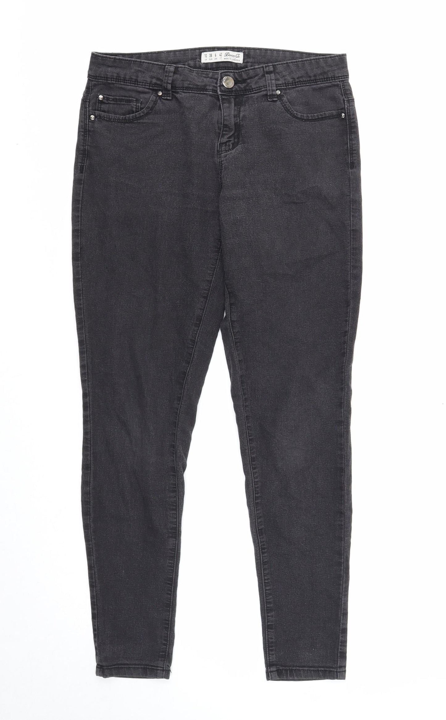 Denim & Co. Womens Black Cotton Skinny Jeans Size 10 Regular Zip