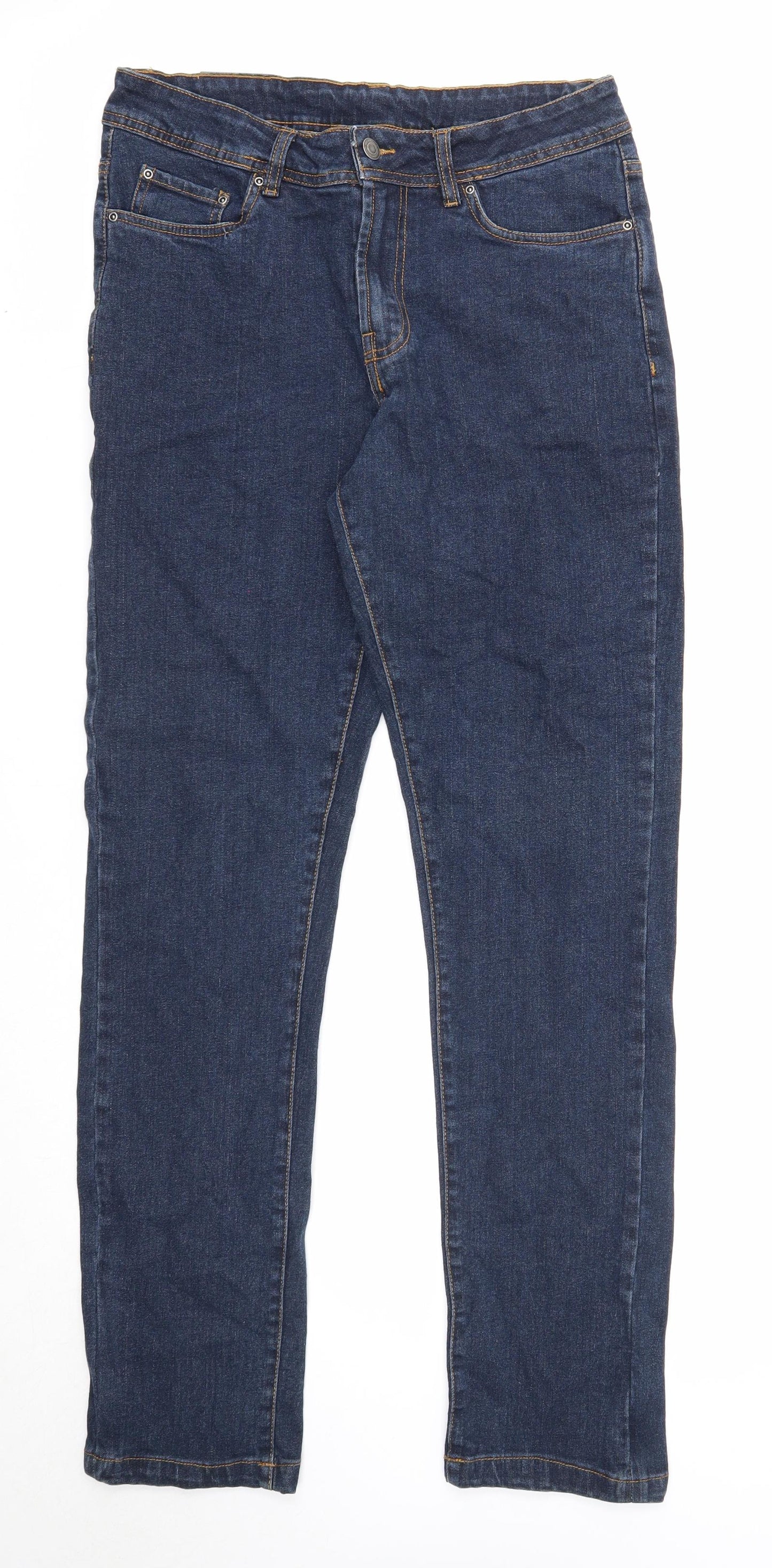 Dare 2B Mens Blue Herringbone Cotton Straight Jeans Size 32 in L30 in Regular Zip