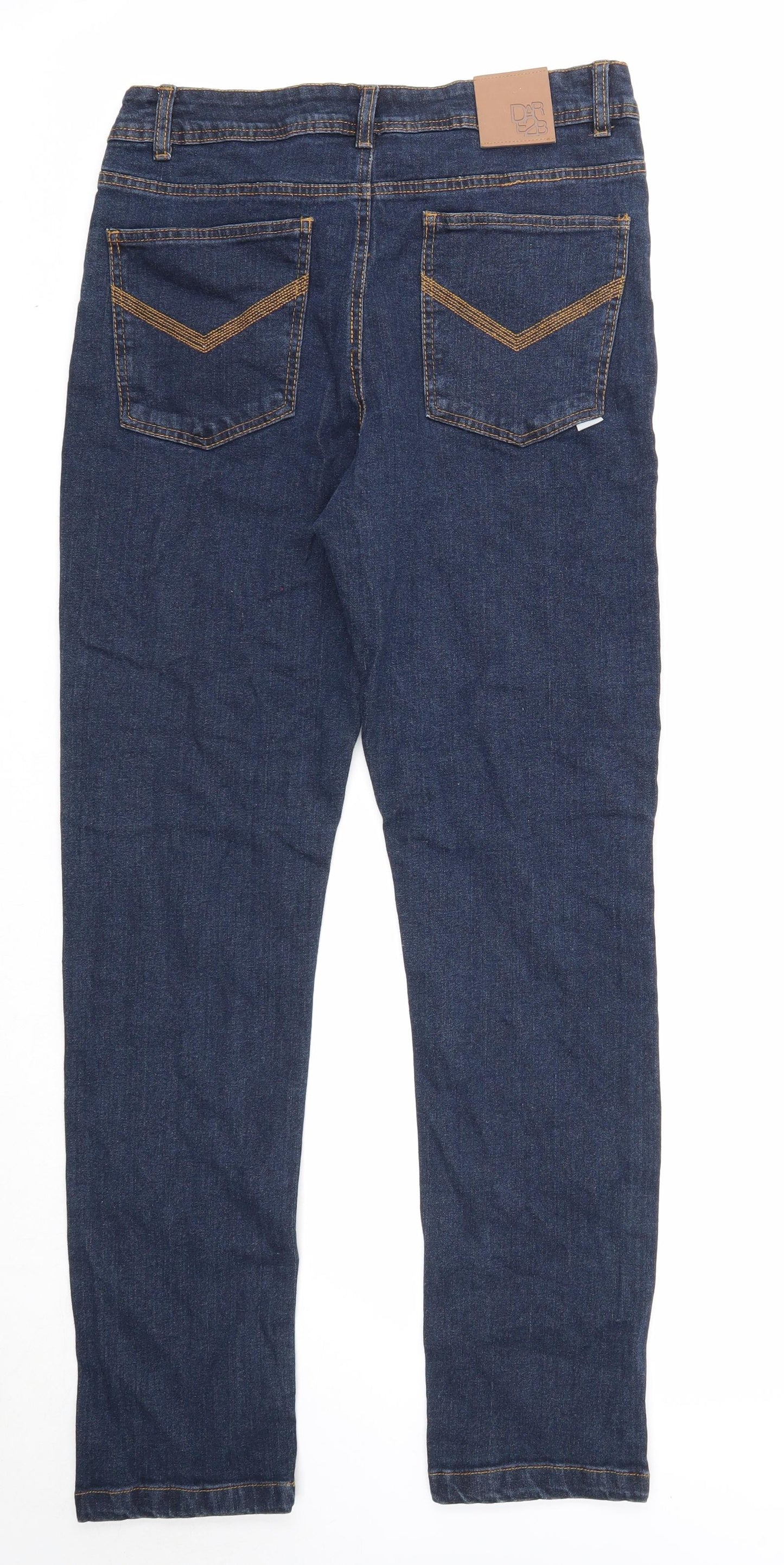 Dare 2B Mens Blue Herringbone Cotton Straight Jeans Size 32 in L30 in Regular Zip