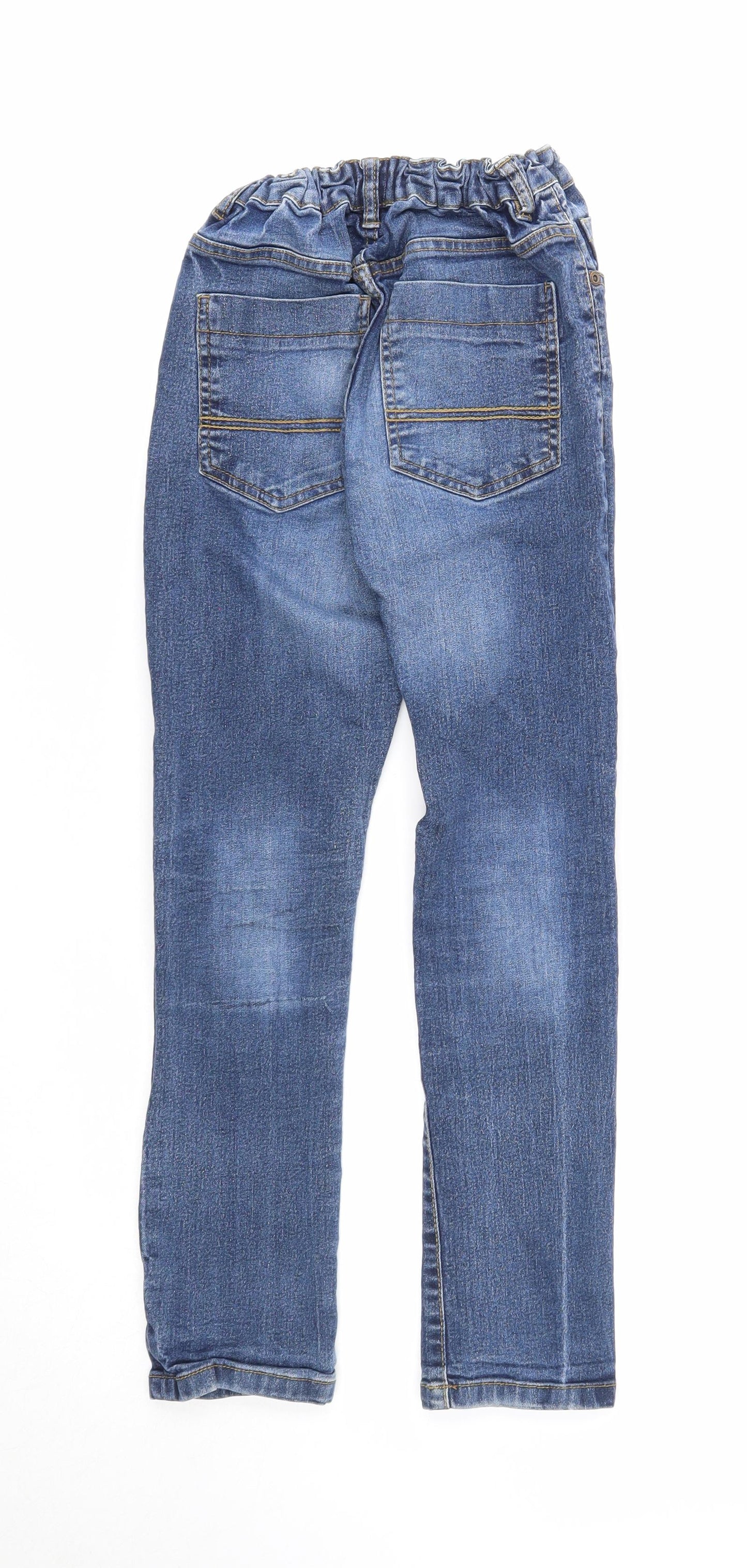 F&F Boys Blue Cotton Straight Jeans Size 10-11 Years Slim Zip