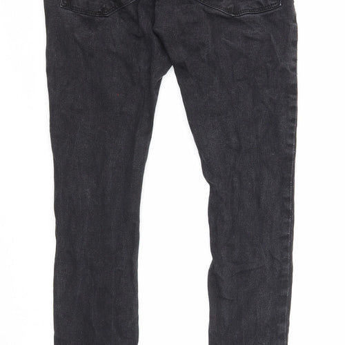 Brave Soul Mens Black Cotton Skinny Jeans Size 30 in L32 in Regular Zip