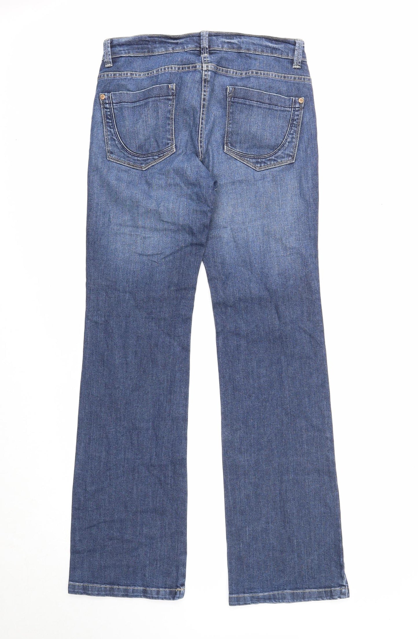 Marks and Spencer Womens Blue Cotton Straight Jeans Size 8 Regular Zip