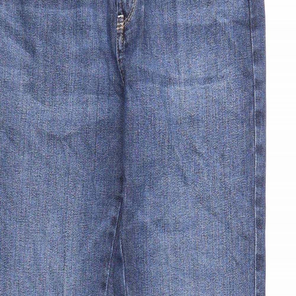 Marks and Spencer Womens Blue Cotton Straight Jeans Size 8 Regular Zip