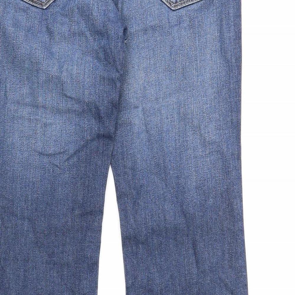 Marks and Spencer Womens Blue Cotton Straight Jeans Size 8 Regular Zip