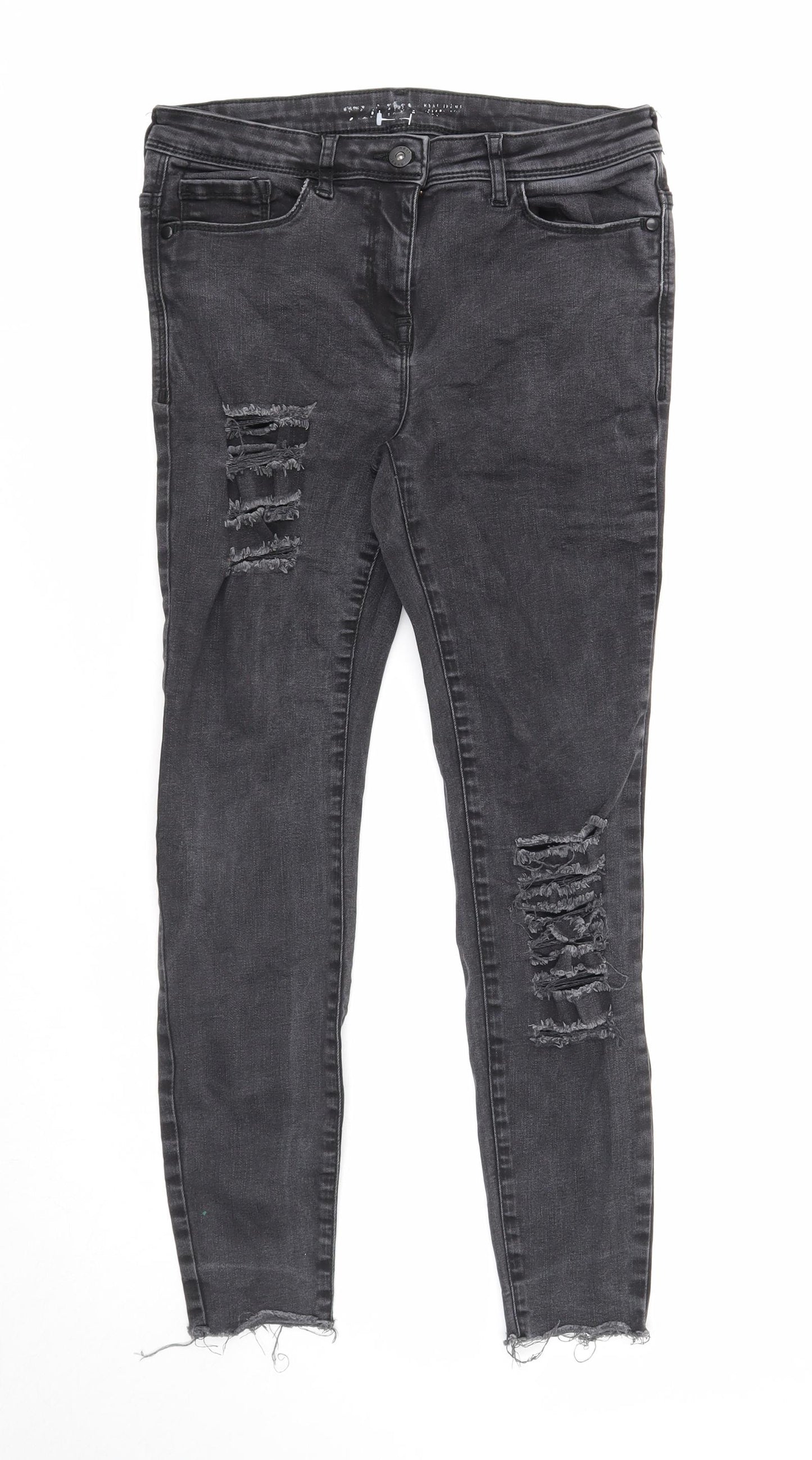 NEXT Womens Black Cotton Skinny Jeans Size 10 Regular Zip