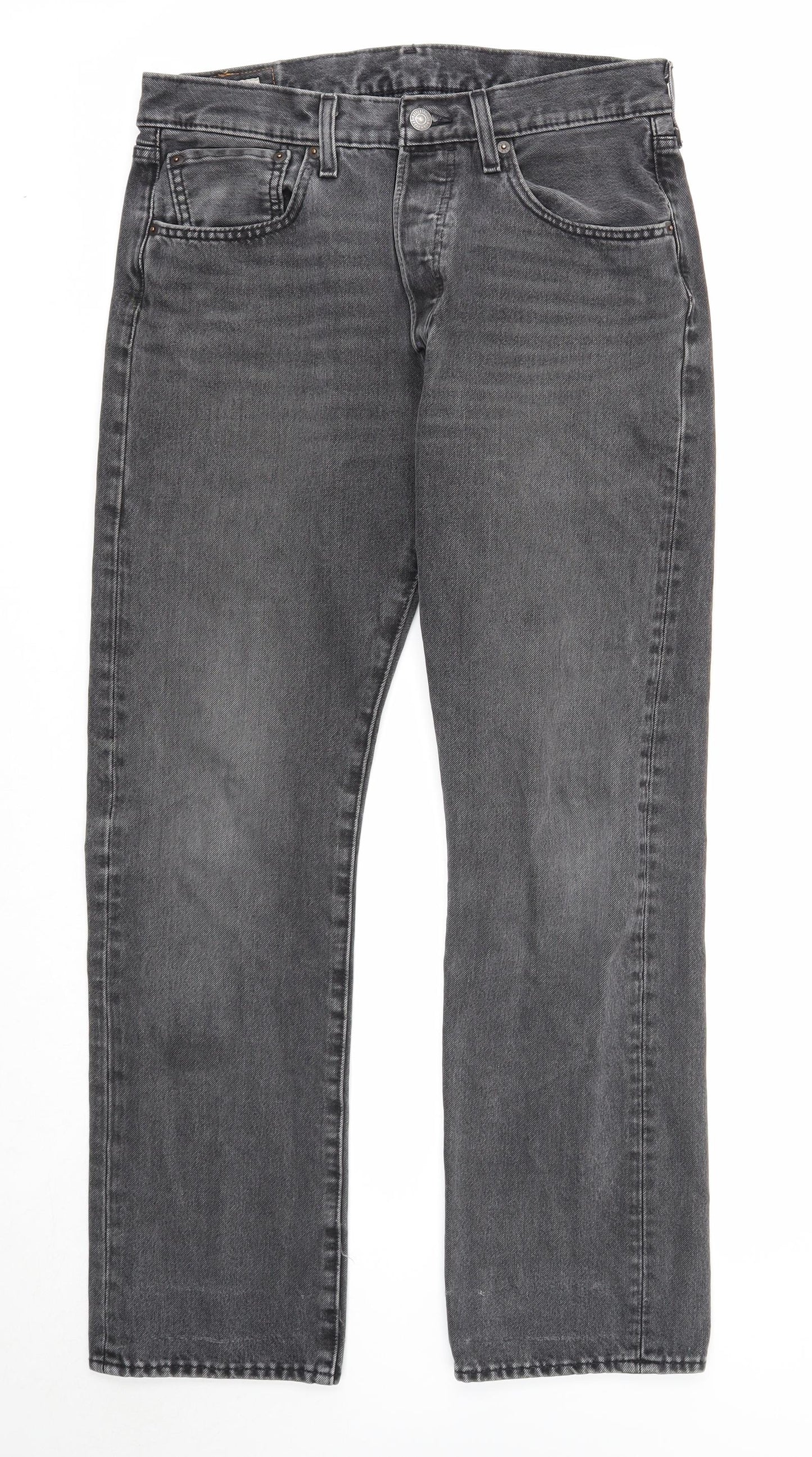 Levi's Mens Grey Cotton Straight Jeans Size 32 in L30 in Regular Zip