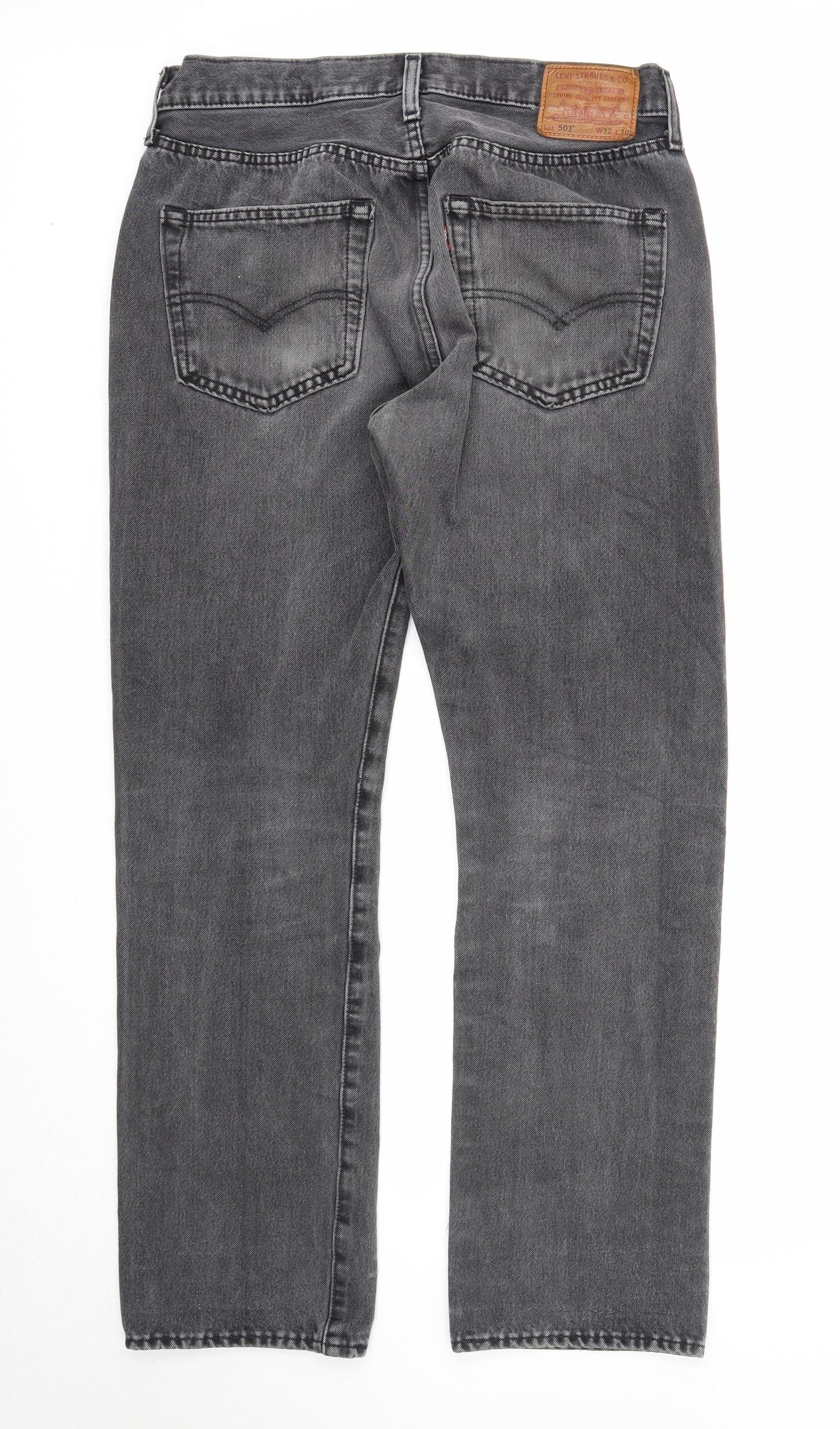 Levi's Mens Grey Cotton Straight Jeans Size 32 in L30 in Regular Zip