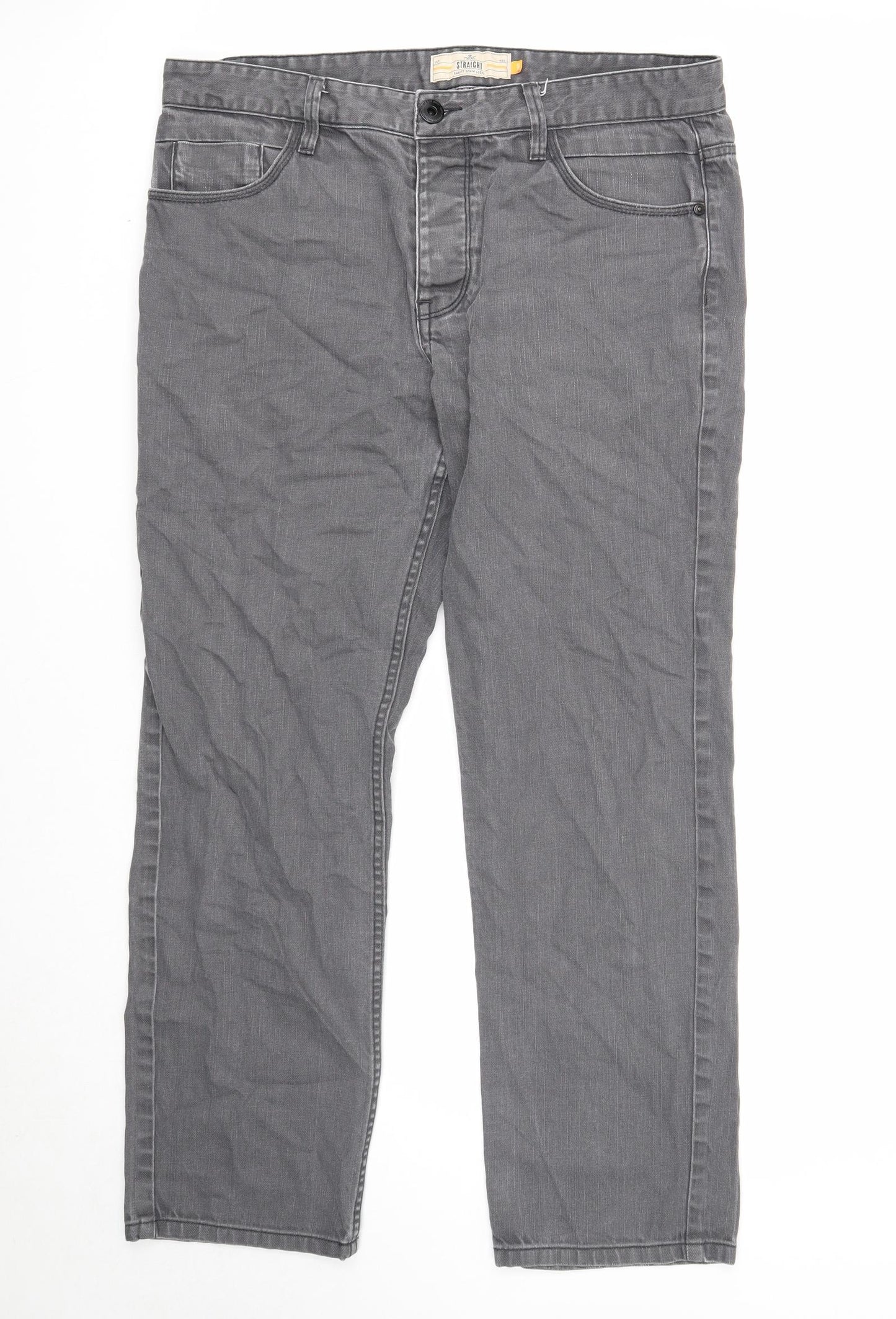 NEXT Mens Grey Cotton Straight Jeans Size 36 in Regular Zip