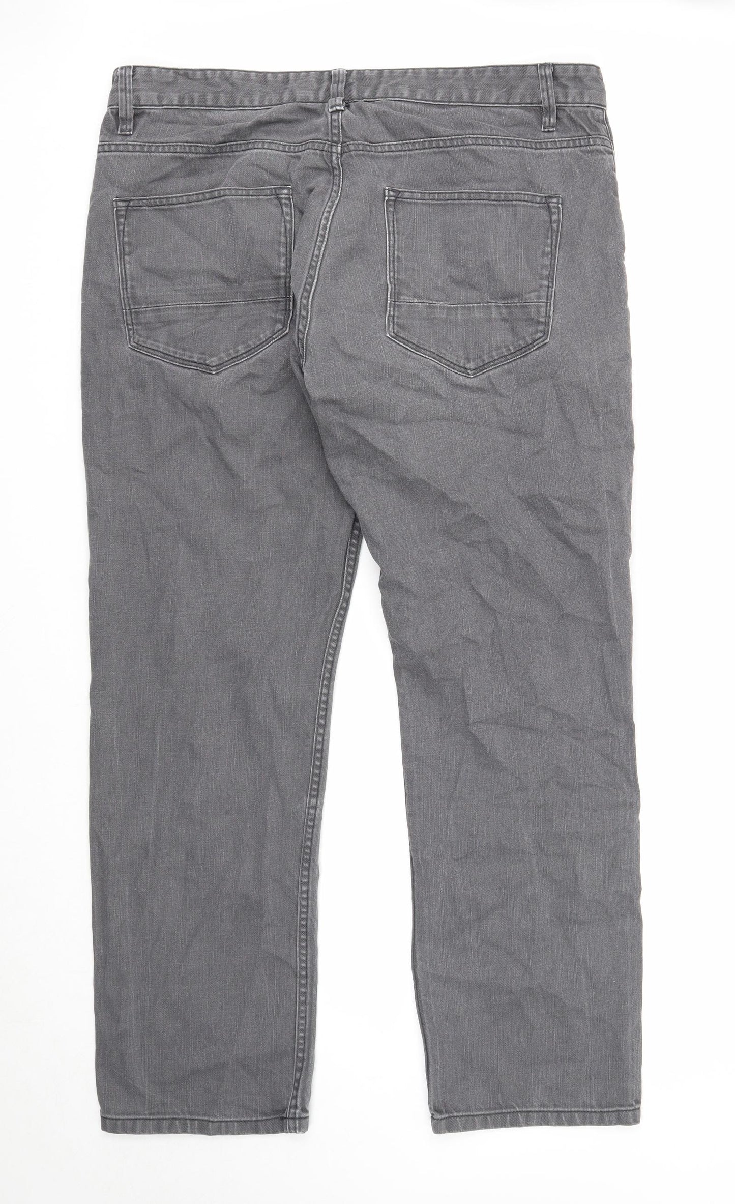 NEXT Mens Grey Cotton Straight Jeans Size 36 in Regular Zip