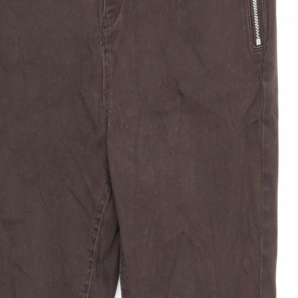 F&F Womens Brown Cotton Straight Jeans Size 8 Regular Zip