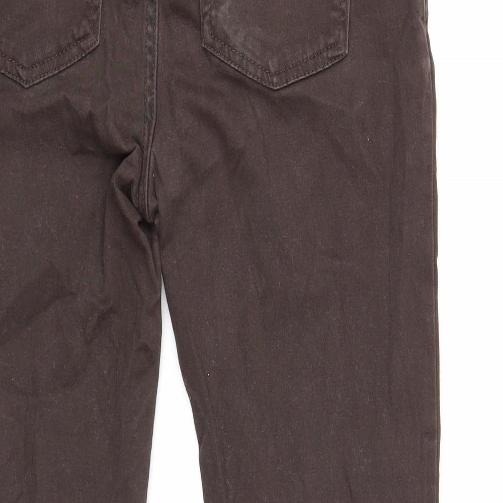 F&F Womens Brown Cotton Straight Jeans Size 8 Regular Zip