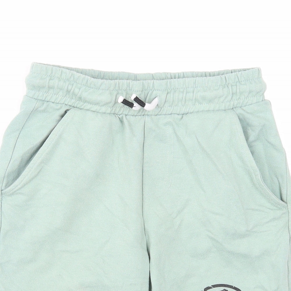 Jurassic Park Boys Green Cotton Sweat Shorts Size 6-7 Years Regular Drawstring