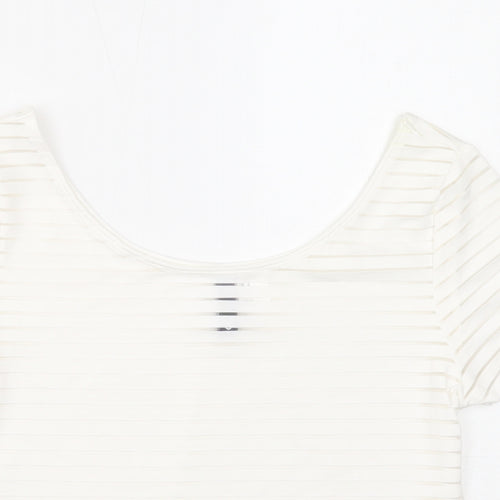 Divided Womens White Polyester Basic T-Shirt Size S Scoop Neck
