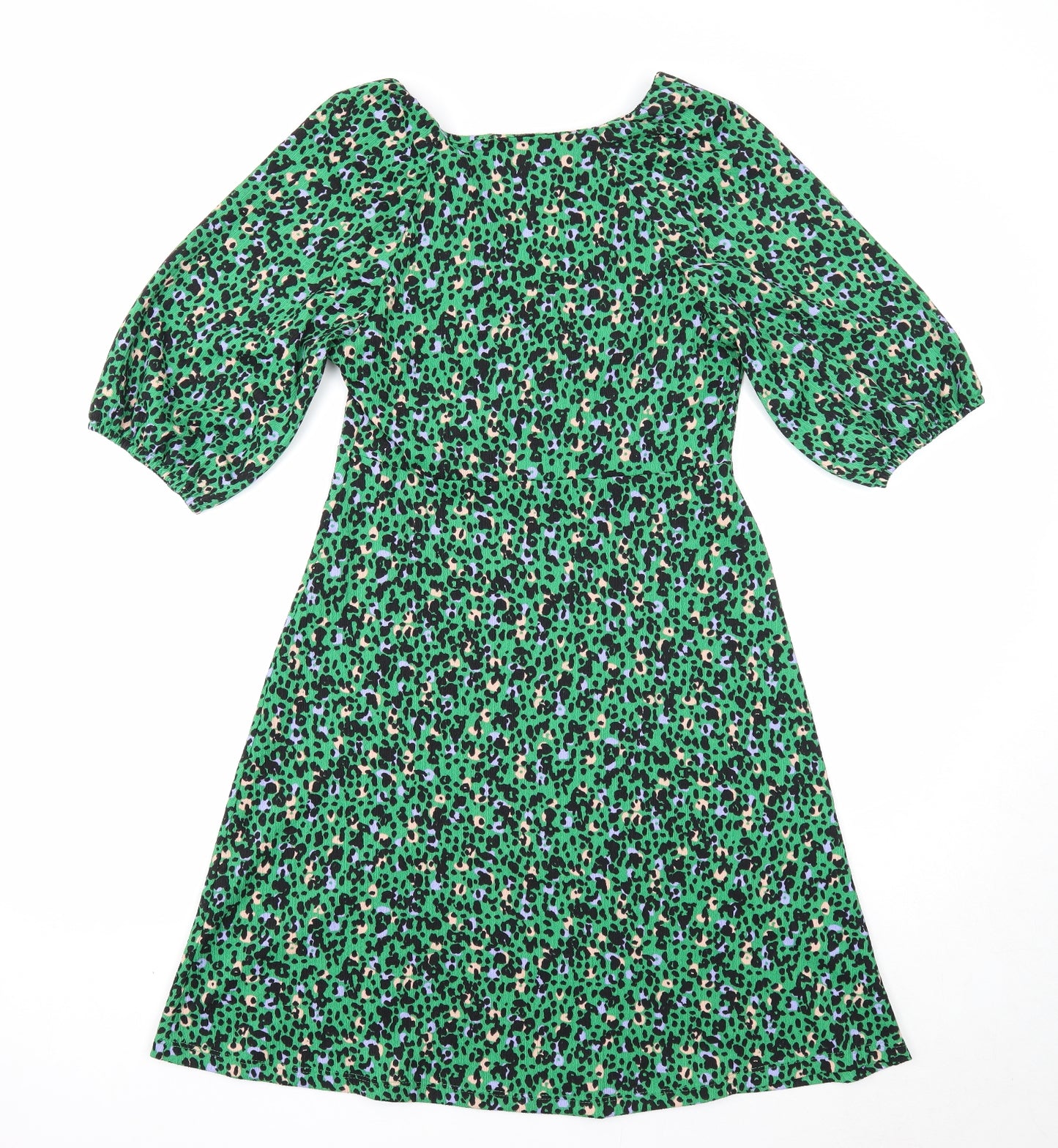 Papaya Womens Green Geometric Viscose A-Line Size 8 V-Neck Pullover