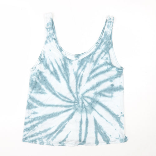 Etam Womens Blue Geometric Cotton Basic Tank Size M Scoop Neck - Tie Dye