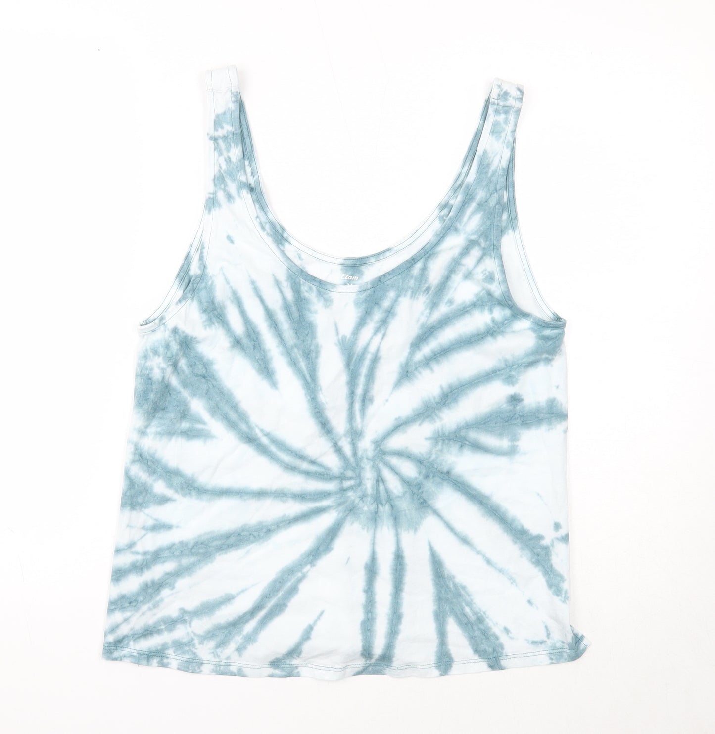 Etam Womens Blue Geometric Cotton Basic Tank Size M Scoop Neck - Tie Dye