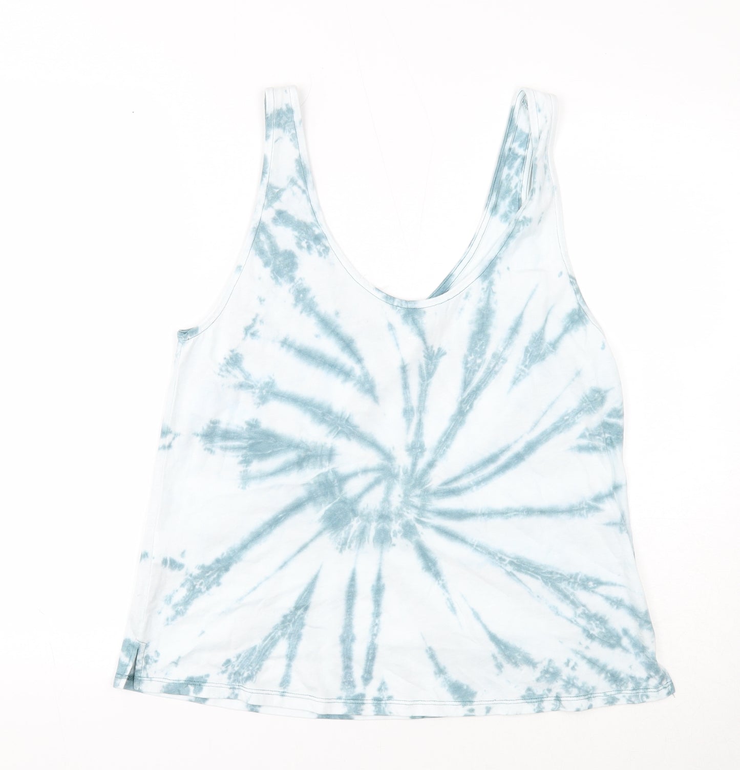 Etam Womens Blue Geometric Cotton Basic Tank Size M Scoop Neck - Tie Dye