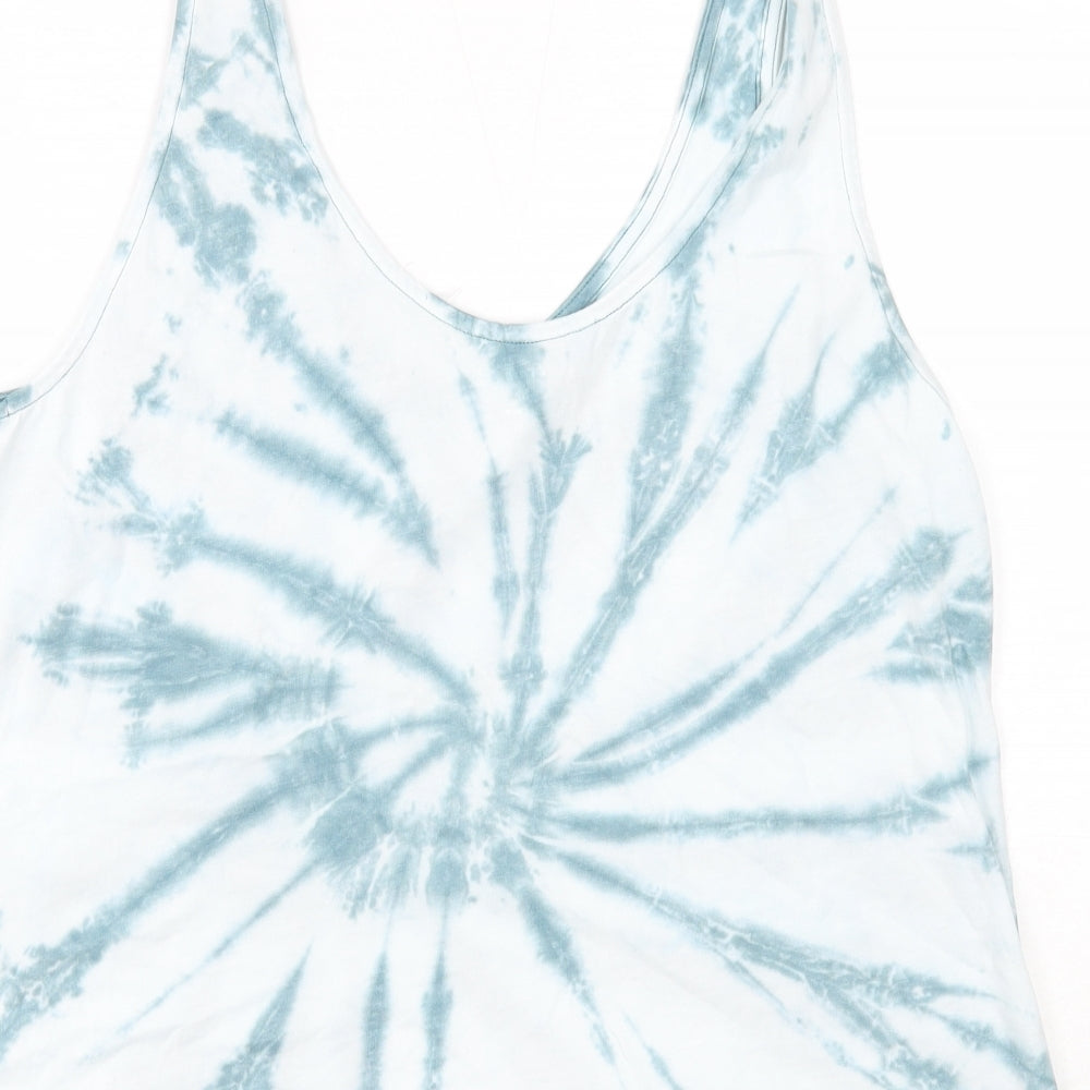 Etam Womens Blue Geometric Cotton Basic Tank Size M Scoop Neck - Tie Dye