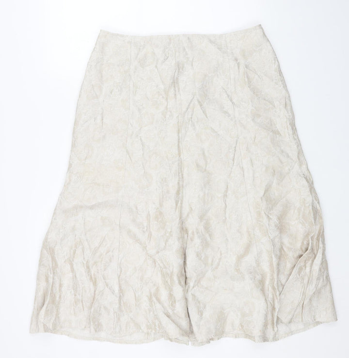 NASC Womens Beige Geometric Polyester Swing Skirt Size 16 Zip