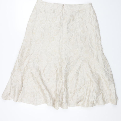 NASC Womens Beige Geometric Polyester Swing Skirt Size 16 Zip