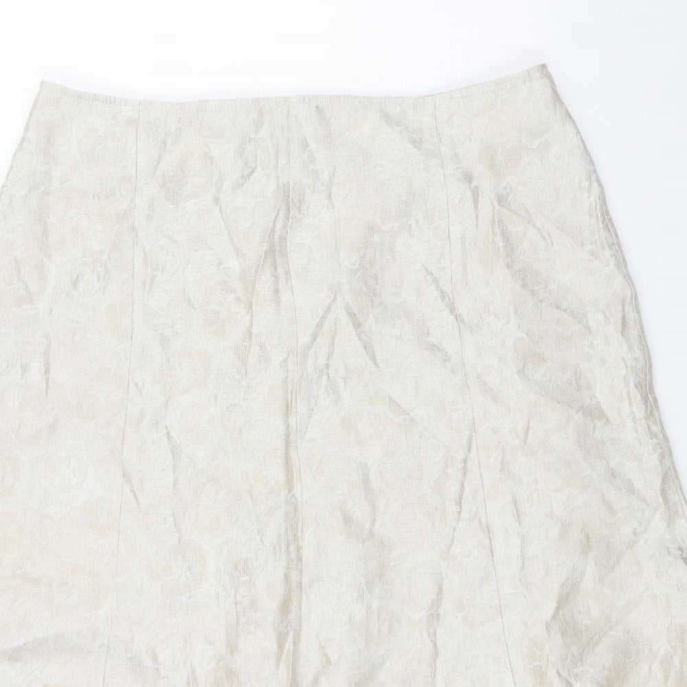 NASC Womens Beige Geometric Polyester Swing Skirt Size 16 Zip