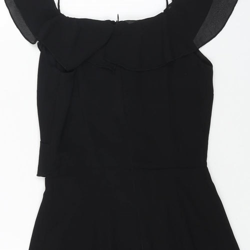 Missguided Womens Black Polyester Mini Size 8 V-Neck Zip - Cold Shoulder