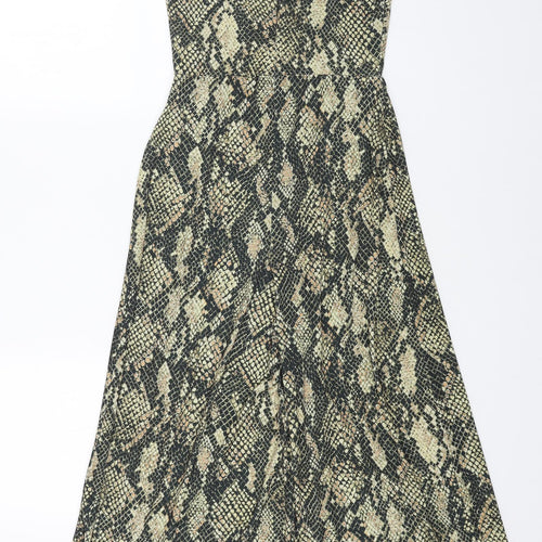 Karen Millen Womens Beige Animal Print Polyester Jumpsuit One-Piece Size 6 L21 in Zip - Snake Print