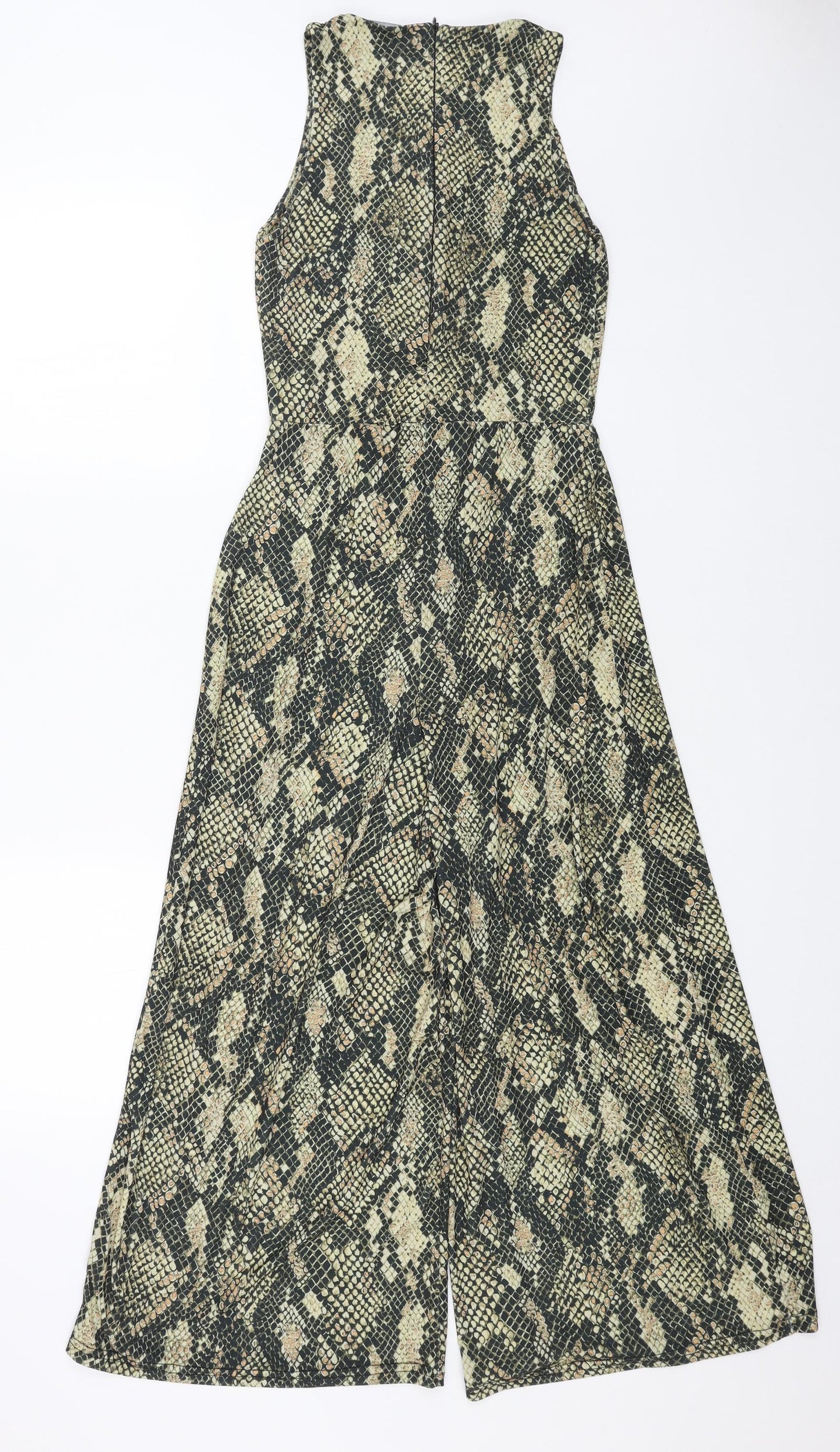 Karen Millen Womens Beige Animal Print Polyester Jumpsuit One-Piece Size 6 L21 in Zip - Snake Print