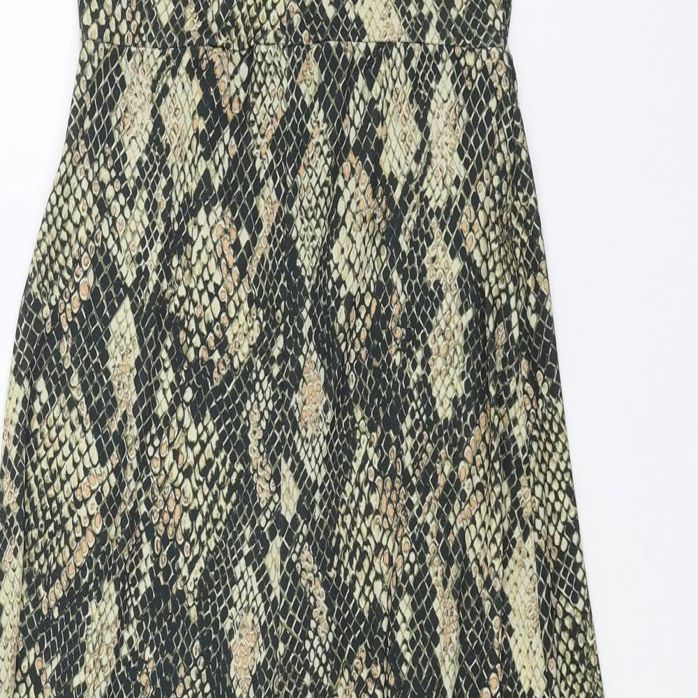 Karen Millen Womens Beige Animal Print Polyester Jumpsuit One-Piece Size 6 L21 in Zip - Snake Print