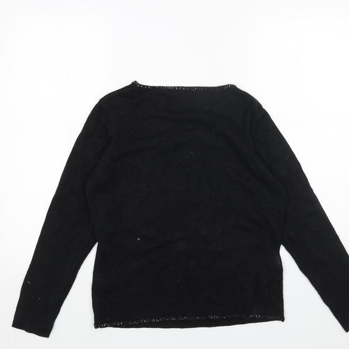 Marks and Spencer Womens Black Scoop Neck Acrylic Pullover Jumper Size 12