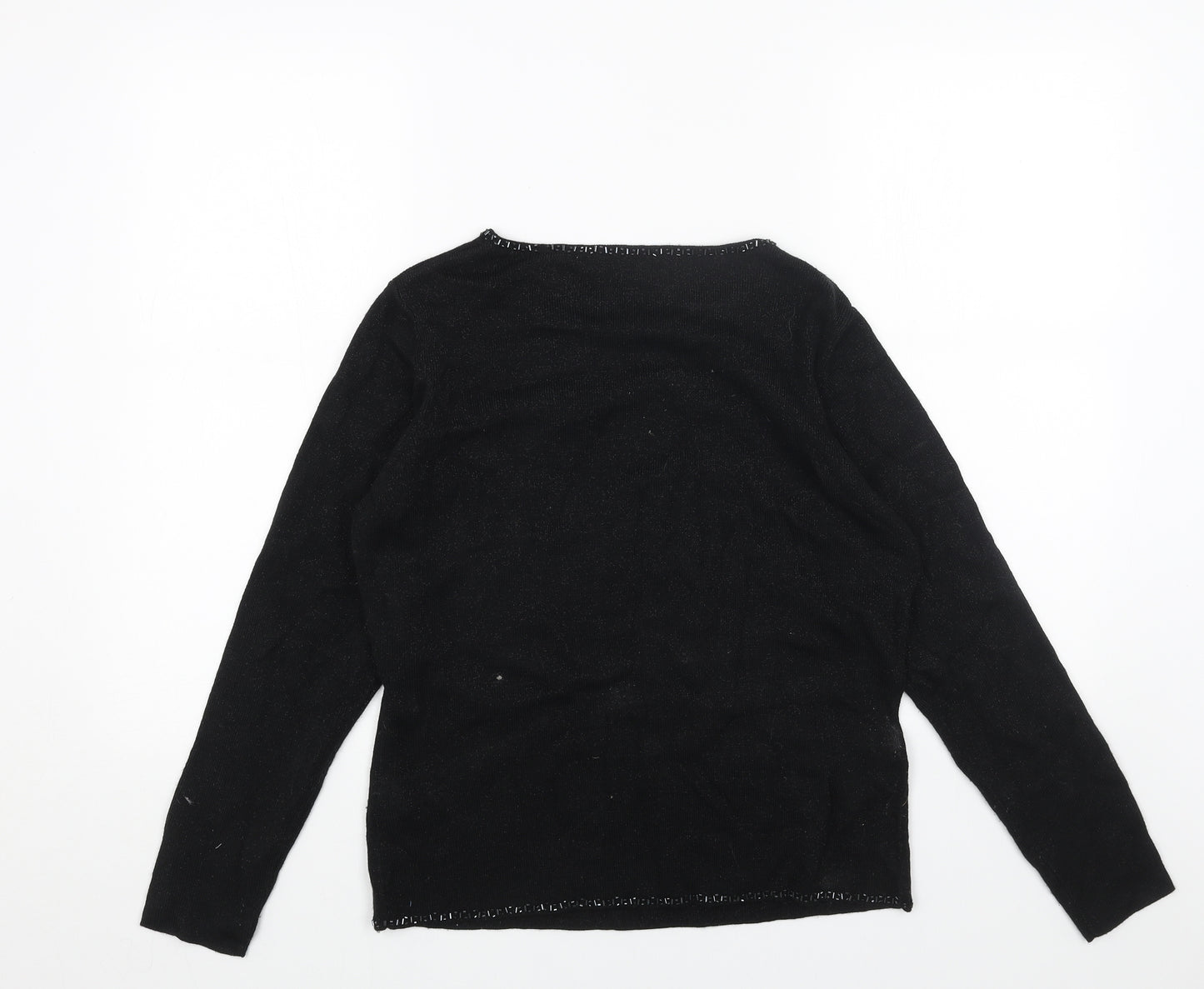 Marks and Spencer Womens Black Scoop Neck Acrylic Pullover Jumper Size 12