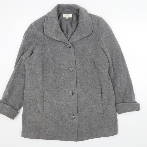 Marks and Spencer Womens Grey Pea Coat Coat Size 14 Button